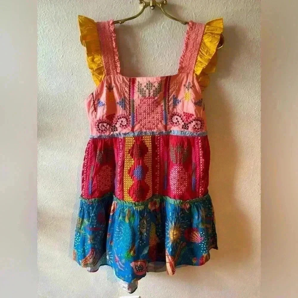 FARM Rio Multicolor Printed Mini Dress with Yellow Ruffled Straps - Picture 2 of 9